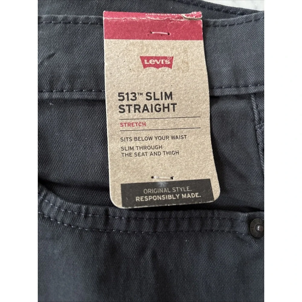 Levi's 513 Slim Straight Stretch Dark Gray Jeans Men's Size 38x32
